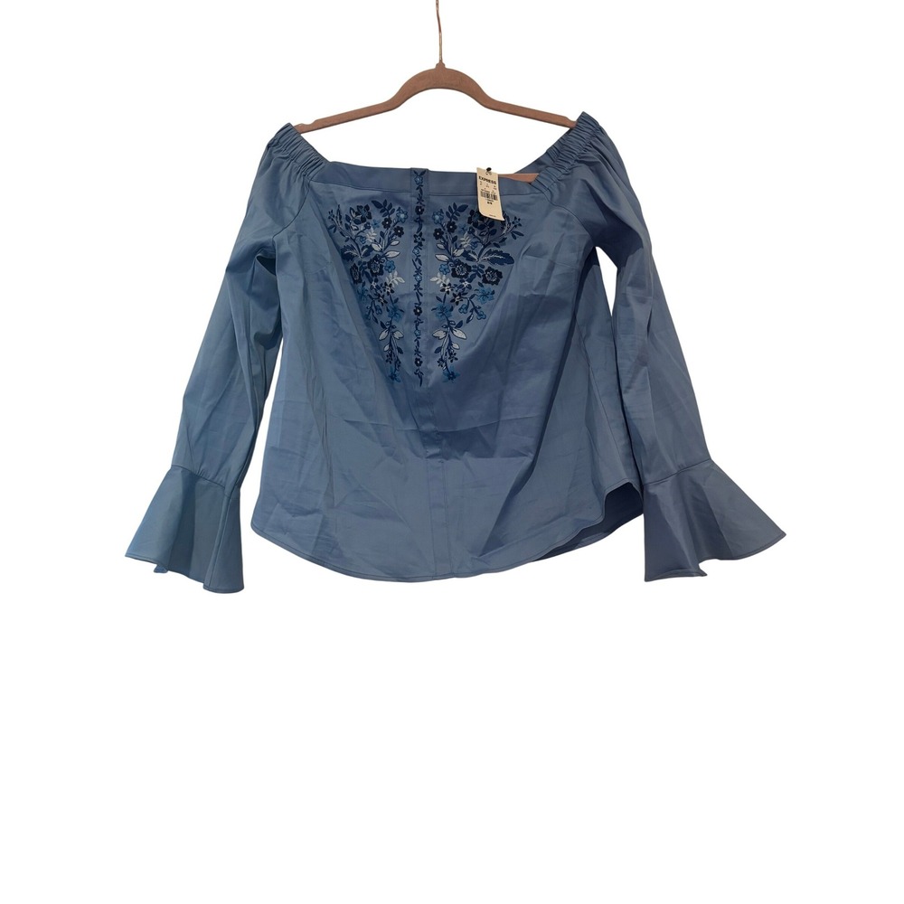 Express sz M new w/ tag blue boho embroidered long sleeve blouse‎ I